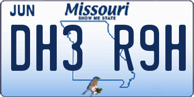 MO license plate DH3R9H