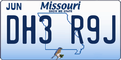 MO license plate DH3R9J