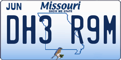 MO license plate DH3R9M