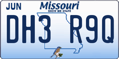 MO license plate DH3R9Q