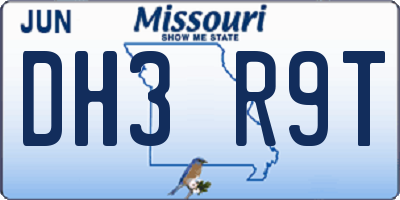 MO license plate DH3R9T