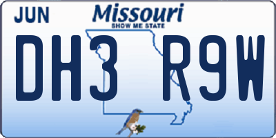 MO license plate DH3R9W