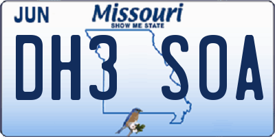 MO license plate DH3S0A