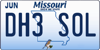 MO license plate DH3S0L