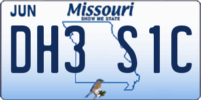 MO license plate DH3S1C