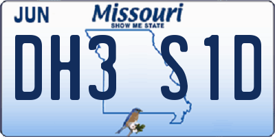 MO license plate DH3S1D