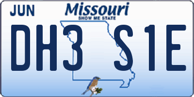 MO license plate DH3S1E