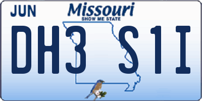MO license plate DH3S1I