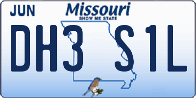 MO license plate DH3S1L