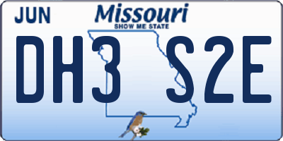 MO license plate DH3S2E