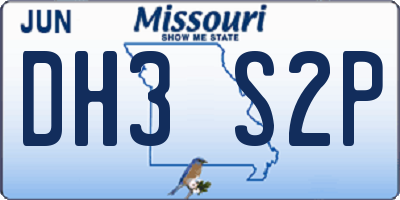 MO license plate DH3S2P