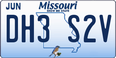 MO license plate DH3S2V