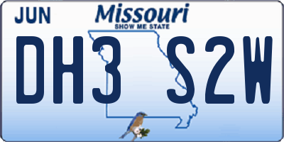 MO license plate DH3S2W