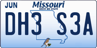 MO license plate DH3S3A