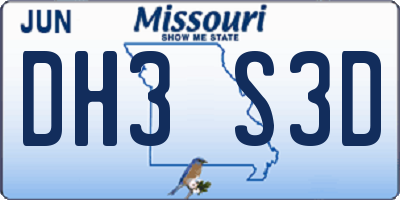 MO license plate DH3S3D