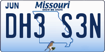 MO license plate DH3S3N