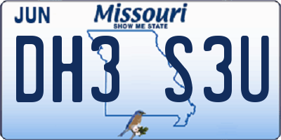MO license plate DH3S3U