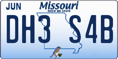 MO license plate DH3S4B