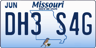 MO license plate DH3S4G
