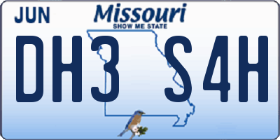 MO license plate DH3S4H