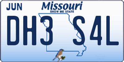 MO license plate DH3S4L