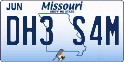 MO license plate DH3S4M