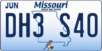 MO license plate DH3S4O