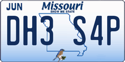 MO license plate DH3S4P