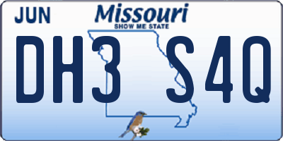 MO license plate DH3S4Q