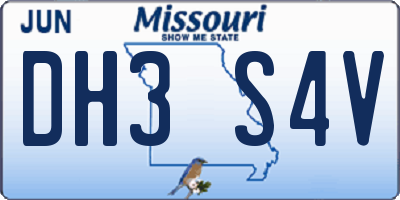 MO license plate DH3S4V