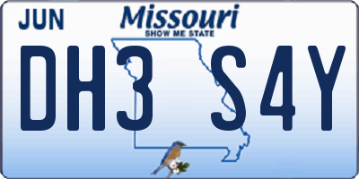 MO license plate DH3S4Y