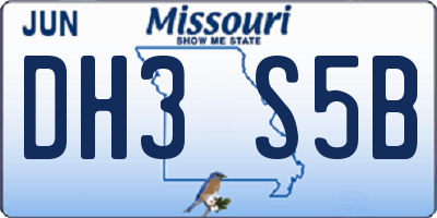 MO license plate DH3S5B