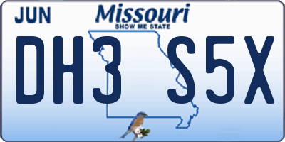 MO license plate DH3S5X