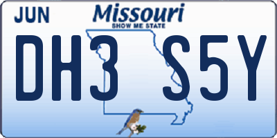 MO license plate DH3S5Y