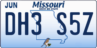 MO license plate DH3S5Z