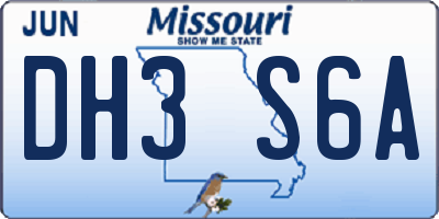 MO license plate DH3S6A