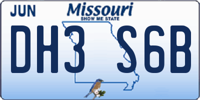 MO license plate DH3S6B