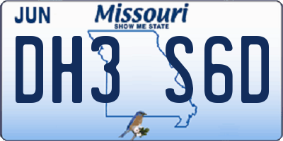 MO license plate DH3S6D