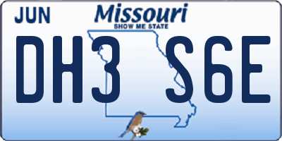 MO license plate DH3S6E