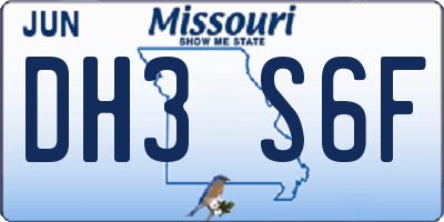 MO license plate DH3S6F