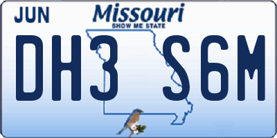 MO license plate DH3S6M