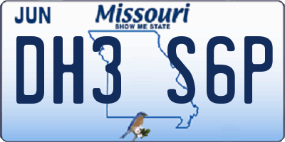 MO license plate DH3S6P
