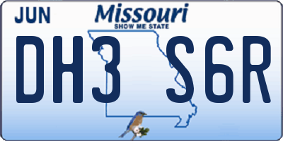 MO license plate DH3S6R