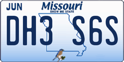 MO license plate DH3S6S