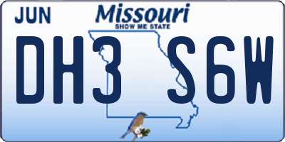 MO license plate DH3S6W