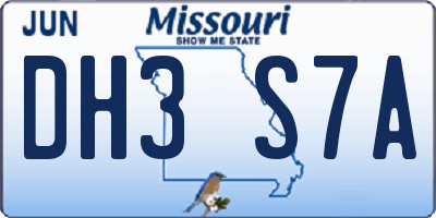 MO license plate DH3S7A