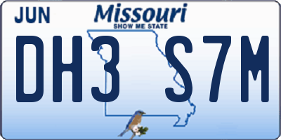 MO license plate DH3S7M