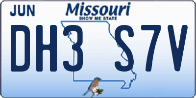 MO license plate DH3S7V