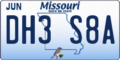 MO license plate DH3S8A