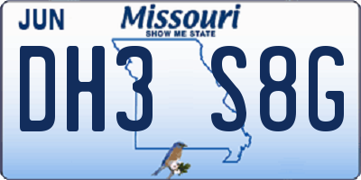 MO license plate DH3S8G